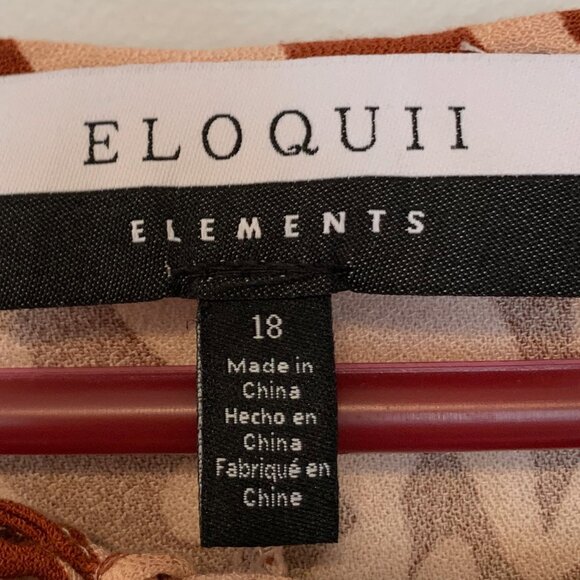 🐱 5 for $10.  NWT ELOQUII ELEMENTS BROWN & TAN SCOOP NECK TOP WITH TIE AT NECK - Picture 2 of 6